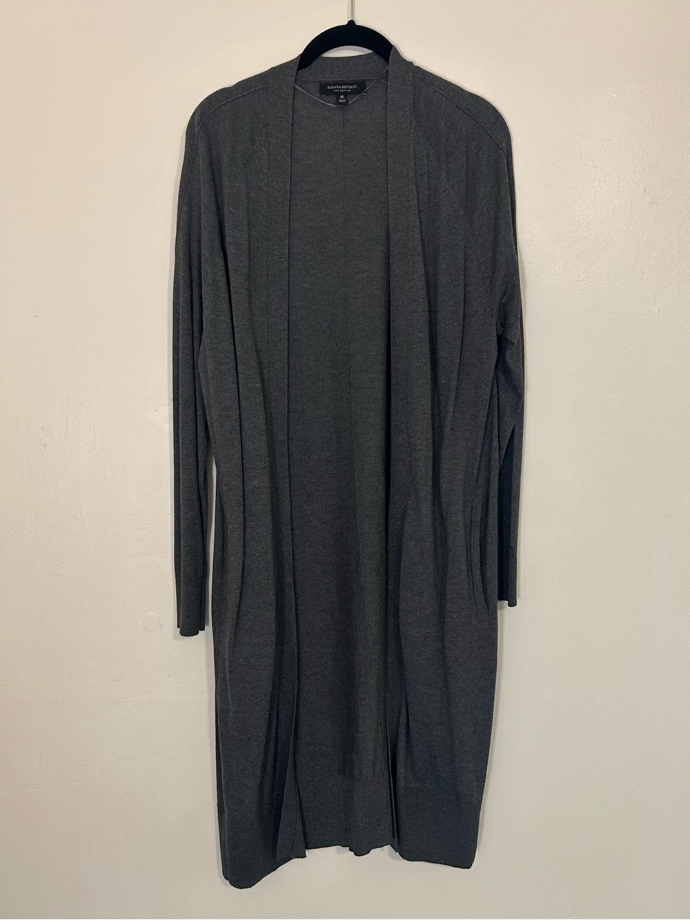 Banana Republic Silk Cotton Long Open Cardigan in Gray